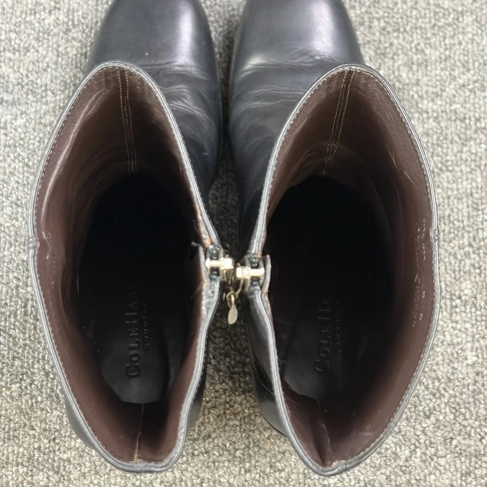 Cole Haan Country Black Leather Heeled Ankle Boots Women's Size 8 B Made Brazil - Picture 10 of 12